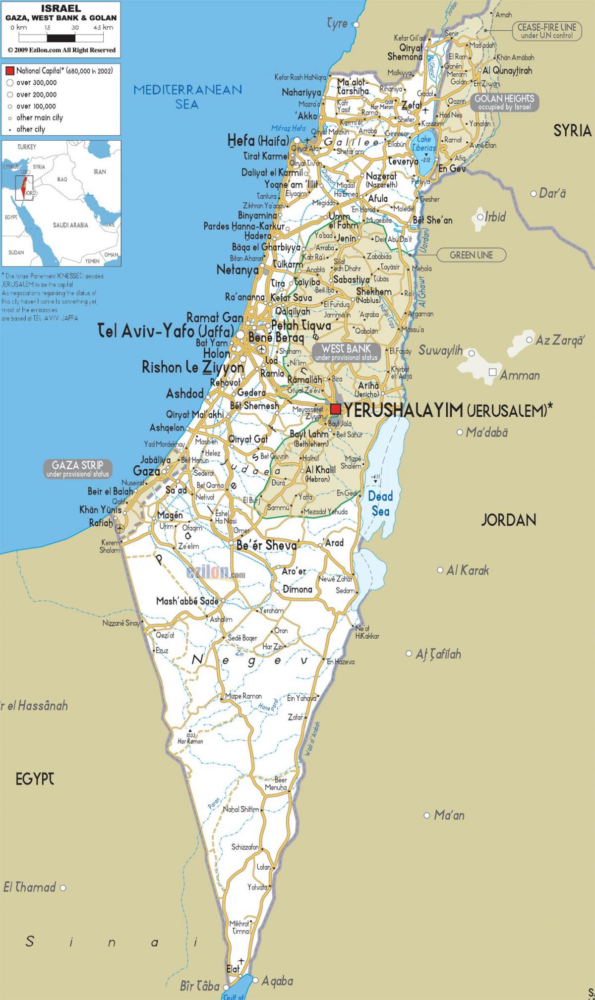mapa Izraela dróg