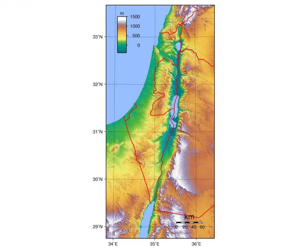 mapa Izraela wysokości