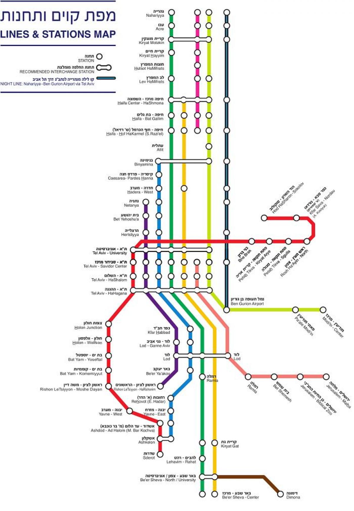 mapa Izraela na pociąg